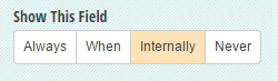 Field set to only appear internally.