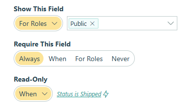 Update the Show This Field and Read-Only field settings.