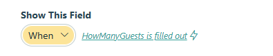 Set the table to only display when the user indicates the number of guests.
