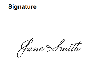 The Signature field appears as an image in the generated document.
