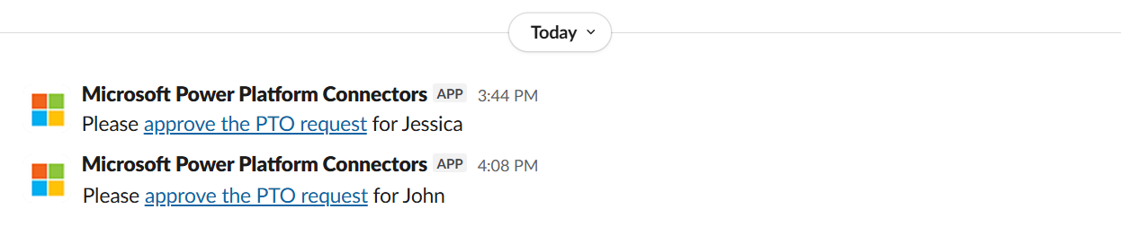 Receive notifications in Slack when new PTO requests are submitted.