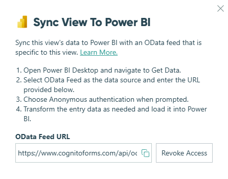 Click Generate URL to create a sync URL.