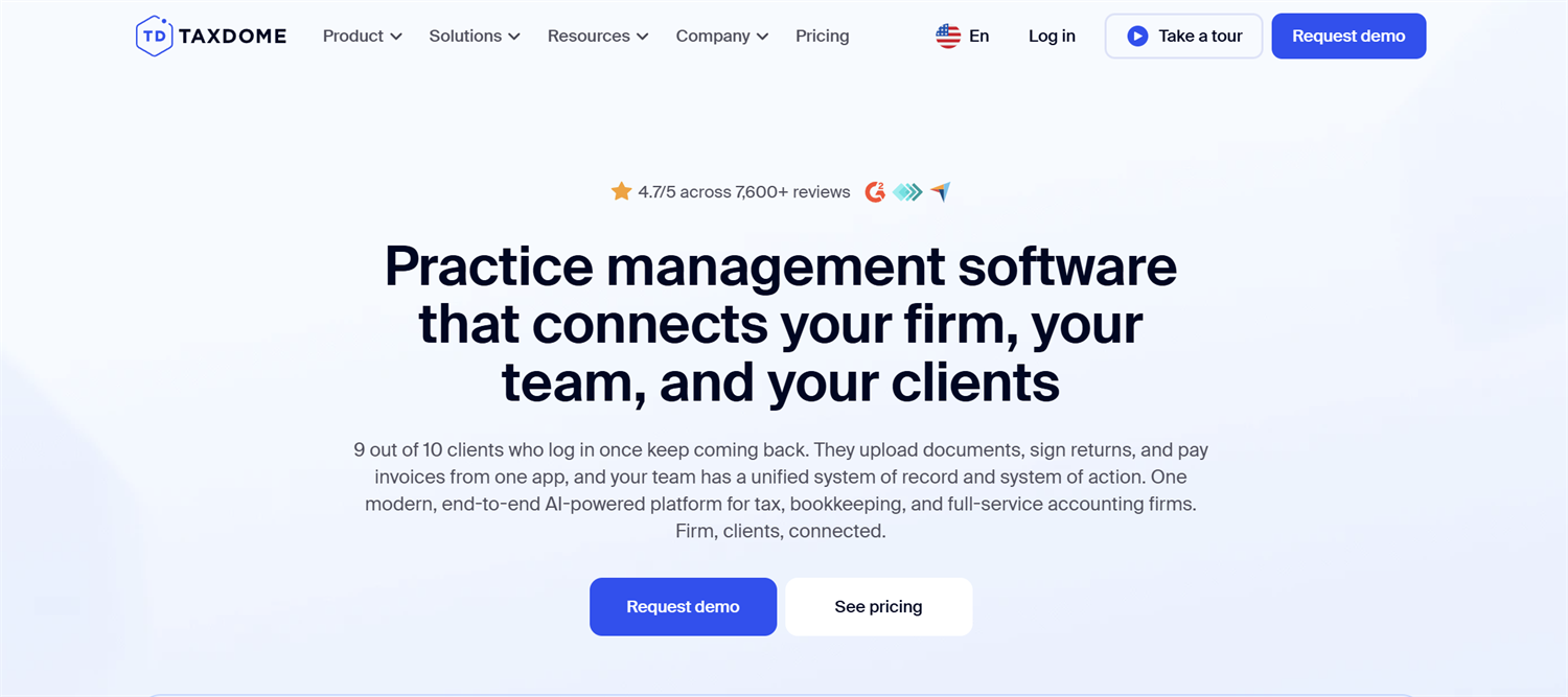 taxdome homepage screenshot