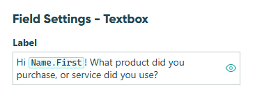Text piping textbox field settings