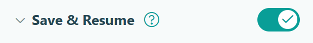screenshot of the "Save and Resume" setting in Cognito Forms turned on