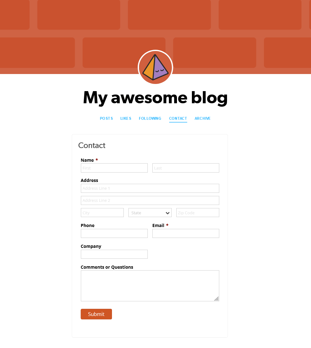 Form embedded on a Tumblr page.