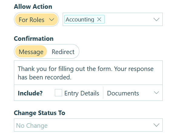 The Update action is only available for the Accounting role.