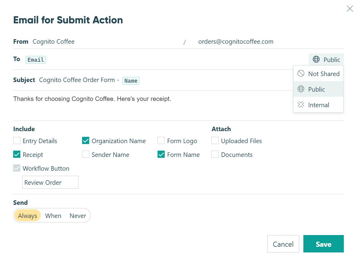 How to include a workflow link in your email notification.