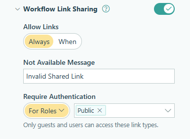 Guest Authentication for Workflow links.