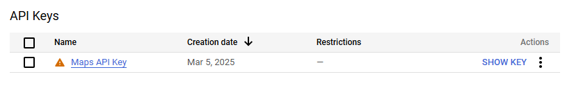 Rename your API key.