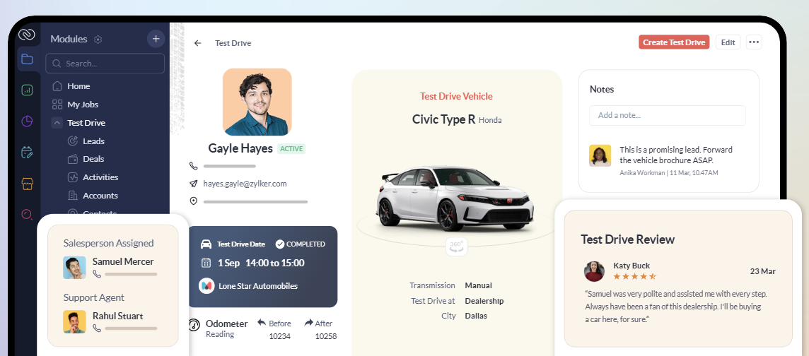 Zoho CRM platform screenshot