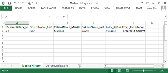 Medical History in Excel.