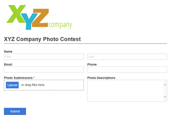 XYZ Company Photo Contest form with logo.