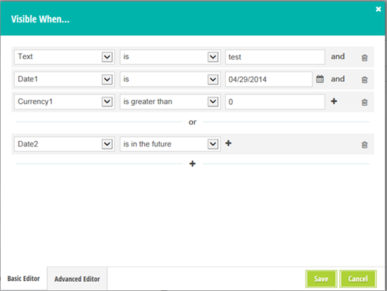 Conditional logic basic editor