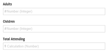 Calculation that sums the total number of adults and children