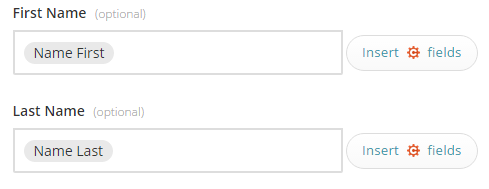 Advanced options letting you add first name and last name to MailChimp profile.
