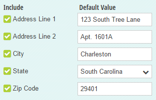 Set default values for address subfields.