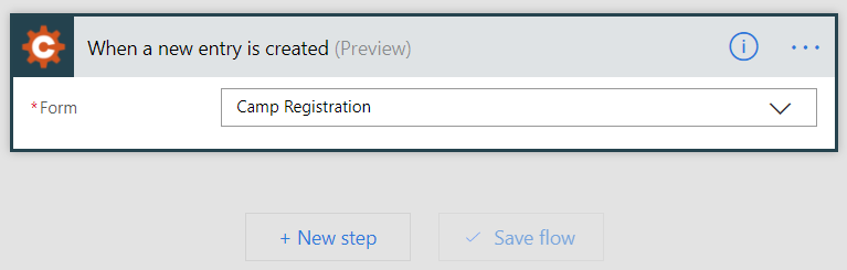 Select the Cognito Forms trigger for Microsoft Power Automate.