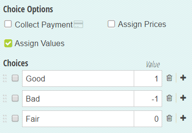 A Choice field with assigned values.