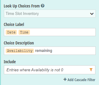 Dialog box to hide choice options when availability is not zero.