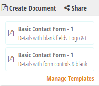 Select the document template to generate a PDF.