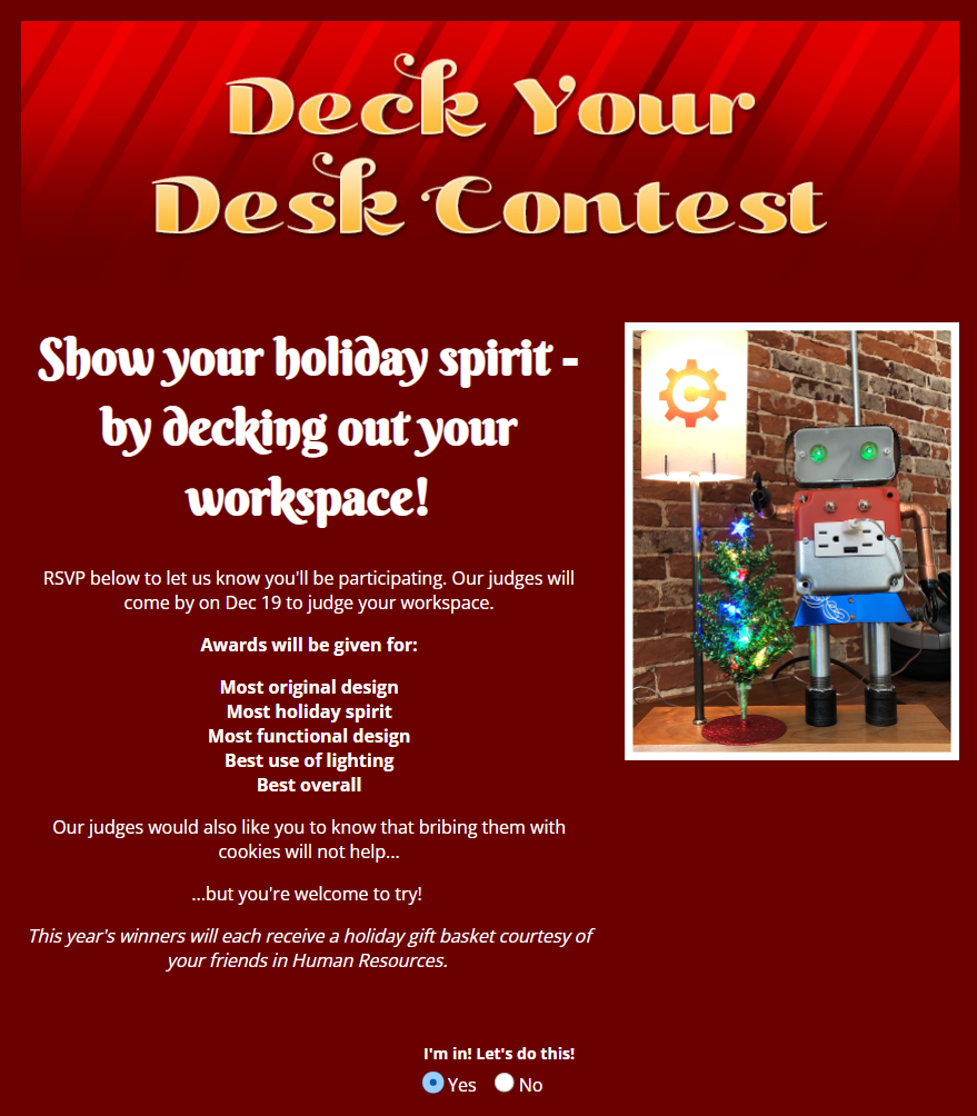 Deck Your Desk Contest form.