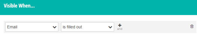 Visible When Email is filled out conditional logic.