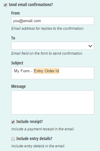 Email confirmation settings.