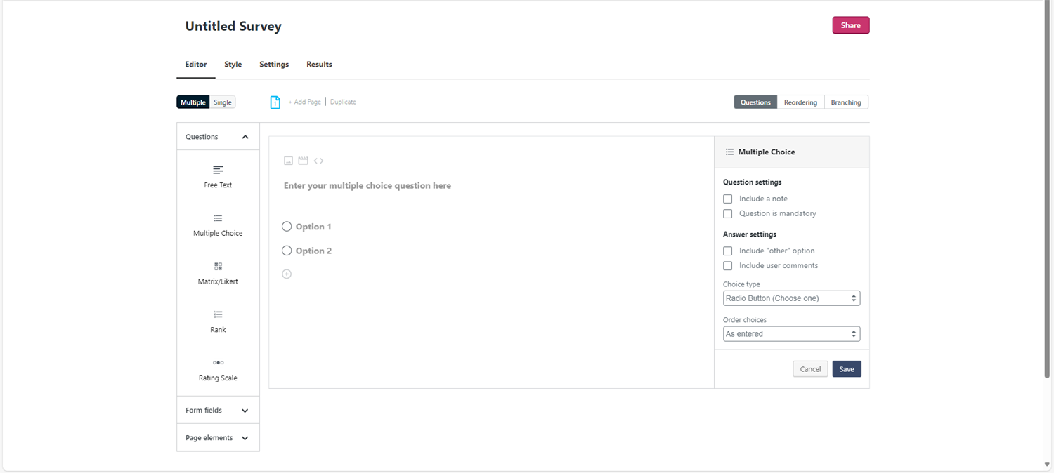 Crowdsignal survey.