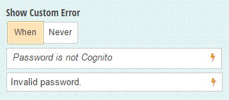 Show Custom Error When Password is not Cognito.