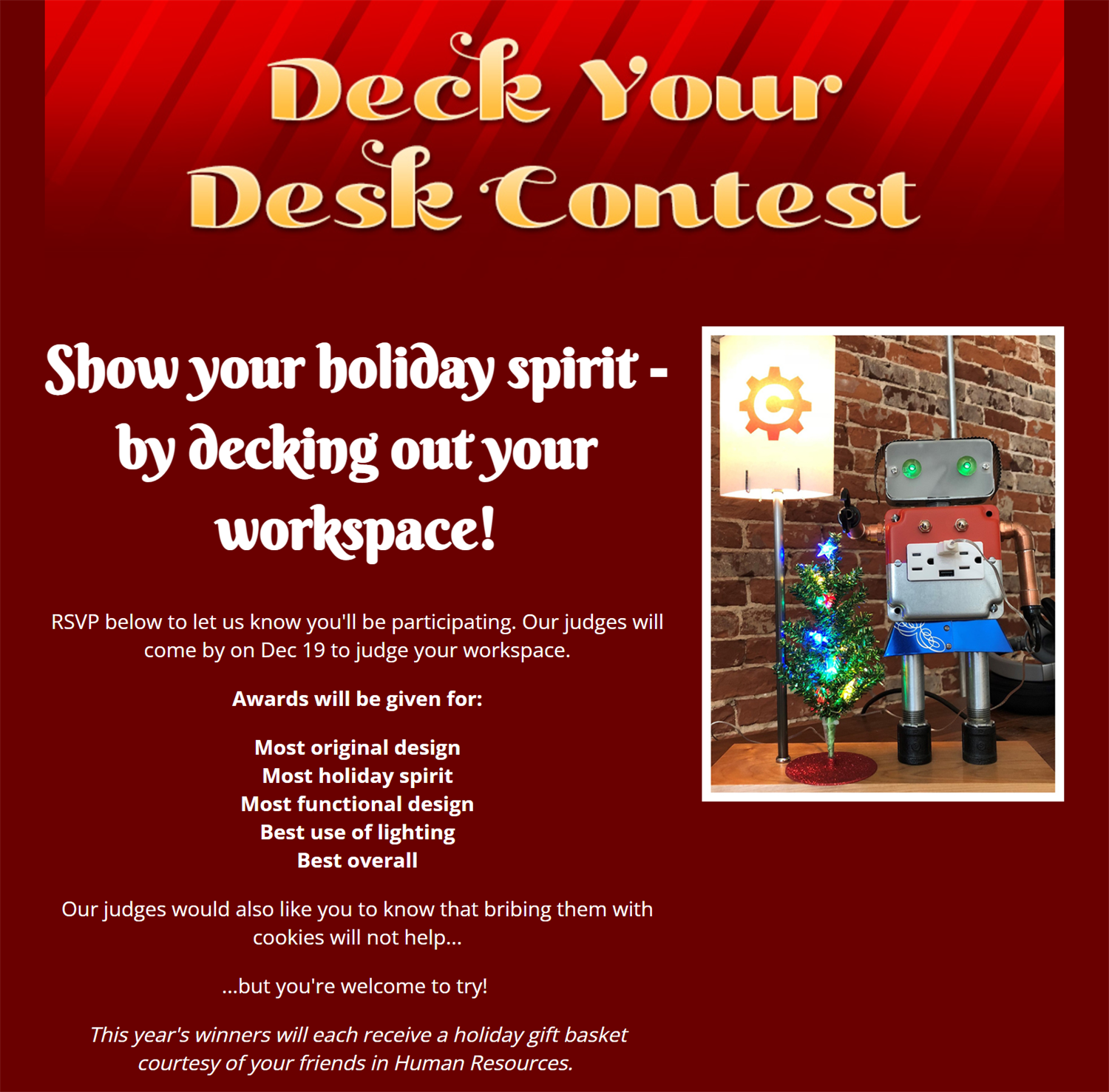 Deck Your Desk Contest form.