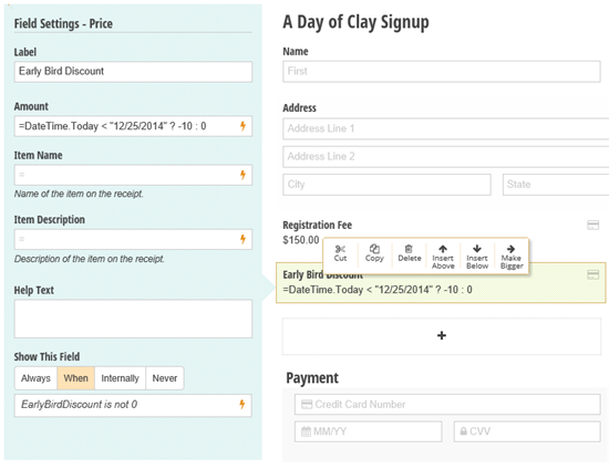 Discount Codes Feature for Online Order Forms