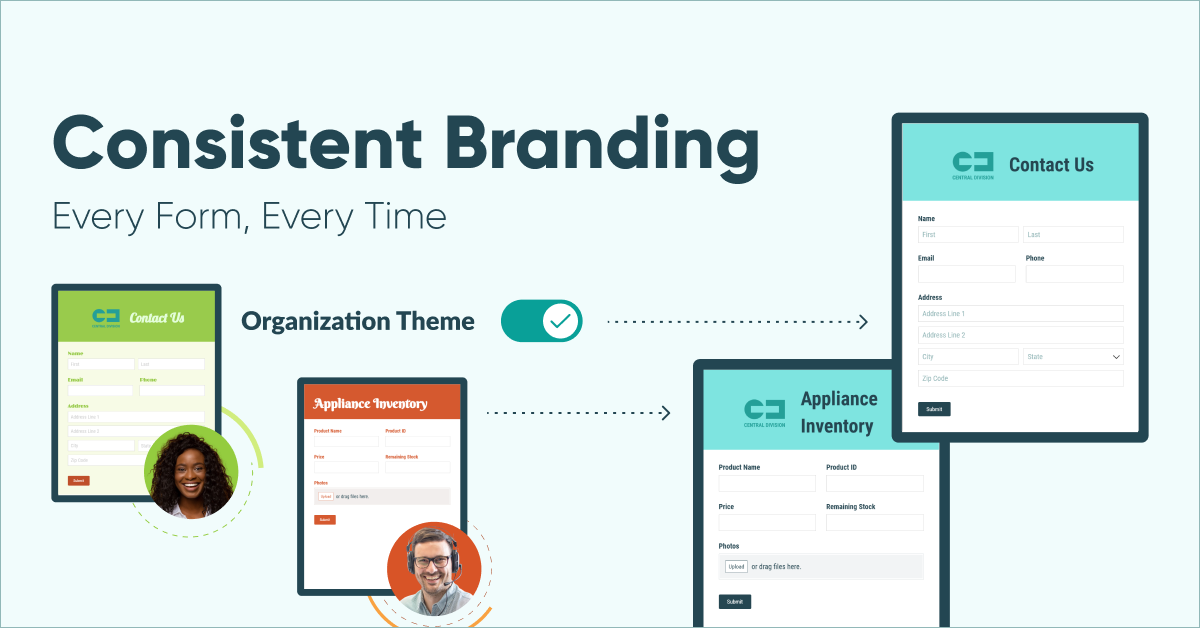 Consistent branding across Cognito Forms using organization themes.