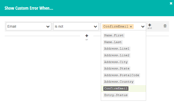 Compare data in different fields.