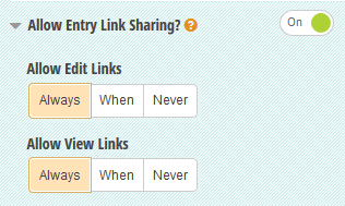 Enable Entry Link Sharing in a form builder.