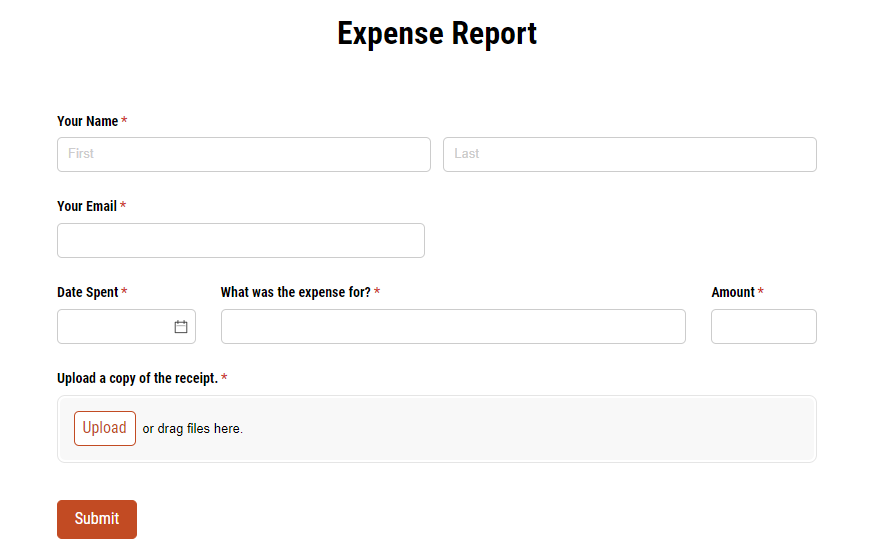 Expense report form.