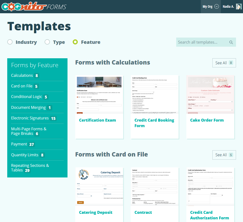 Cognito Forms template gallery.