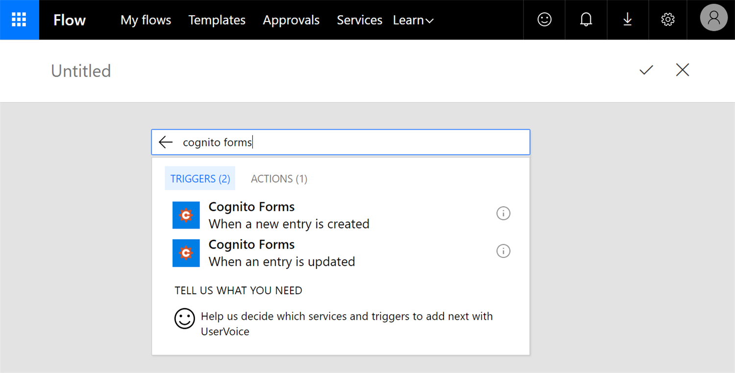 Cognito Forms triggers in Power Automate.