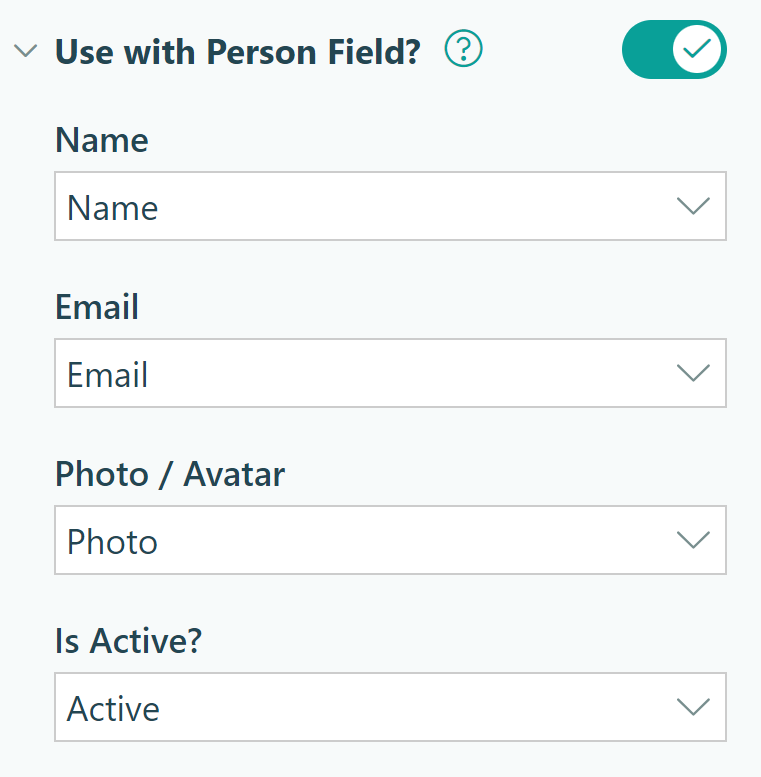 Use with Person field? option panel