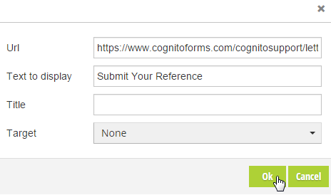 A prefilled form link that will transfer information from one form to another.