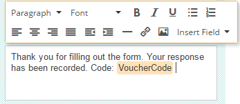 Insert the custom code field into your form's confirmation message.