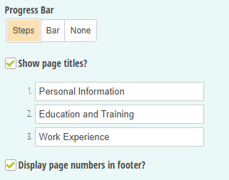 Add page titles to a multi-page form.