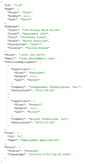 An example of JSON-formatted data.