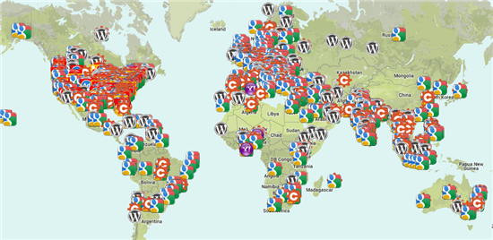 World map of Cognito users.