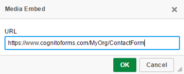 Use your form's link as the Media Embed Url.