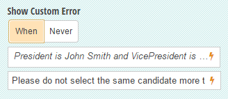 Use the Show Custom Error option to write a custom error message.