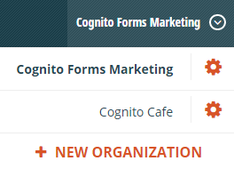 Switch between Cognito Forms organizations dialog.