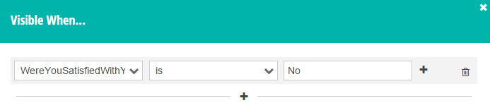 The conditional logic builder that controls when a field appears.