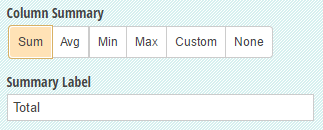 The Sum function adds up a column total.