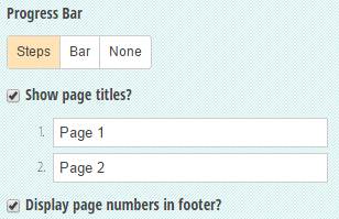 Customize your multi-page form with page titles and a progress bar.